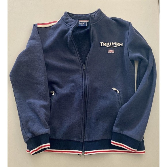 Triumph Motorcycles UK Full Zip Ladies SMALL Blue Fleece Logo Track Jacket - Picture 3 of 12